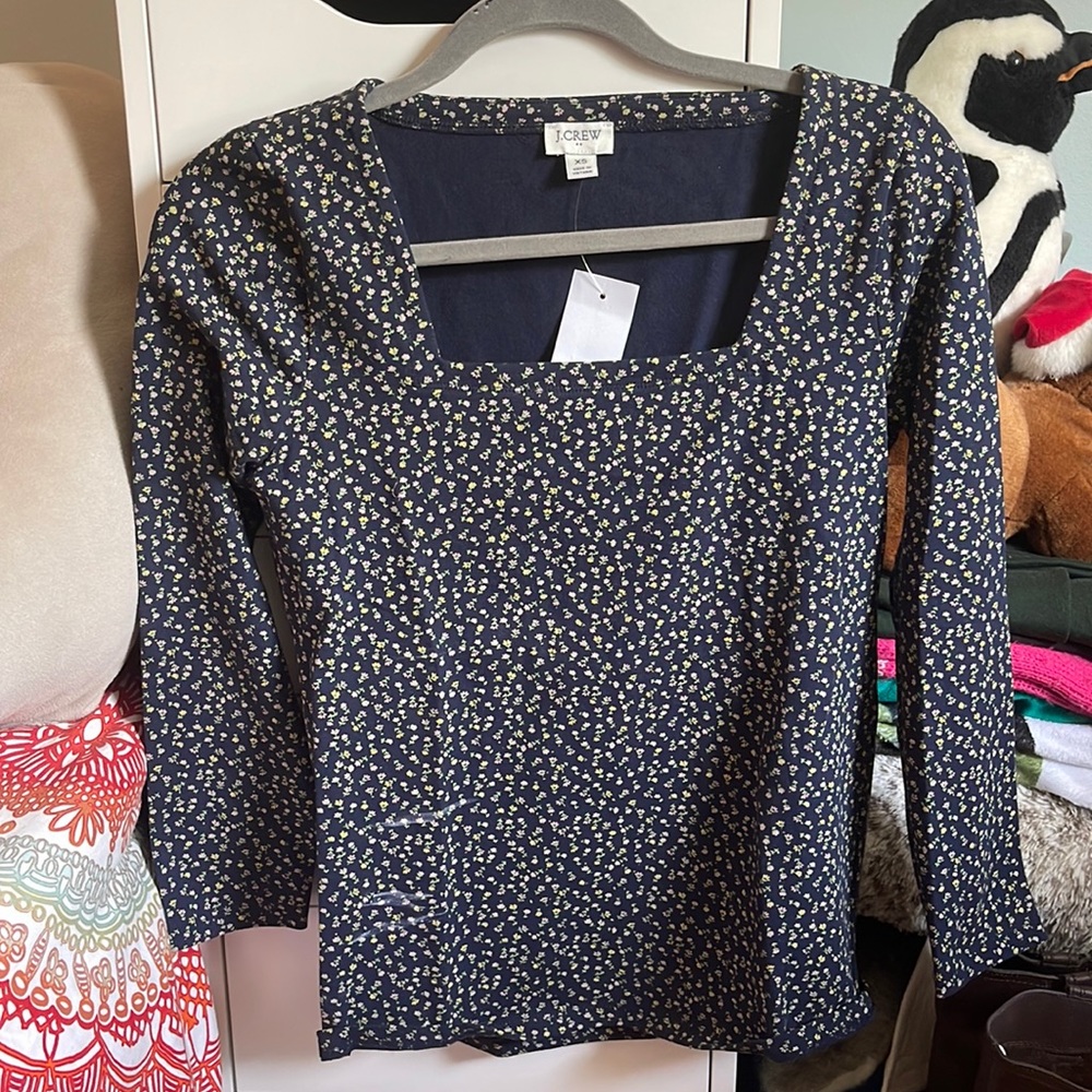 J Crew Square Neck Floral Top